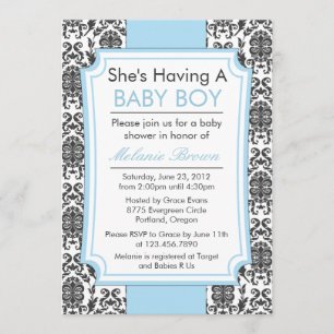 Elegant Damask Baby Shower Invite