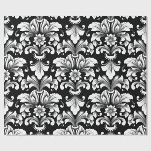 Elegant Damask black and white wrapping paper roll