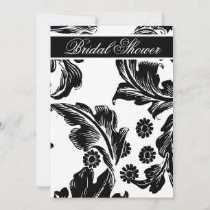 elegant damask black & white bridal shower invites