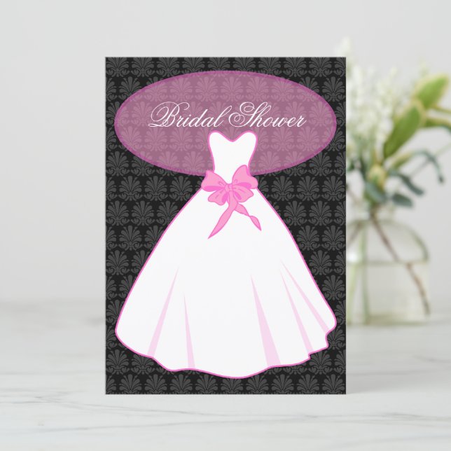 Elegant Damask Bridal Shower Invitation (Standing Front)