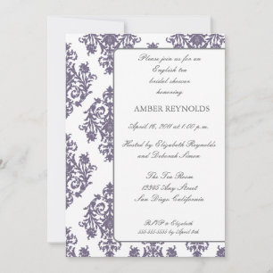 Elegant Damask Bridal Shower Invitation-eggplant Invitation