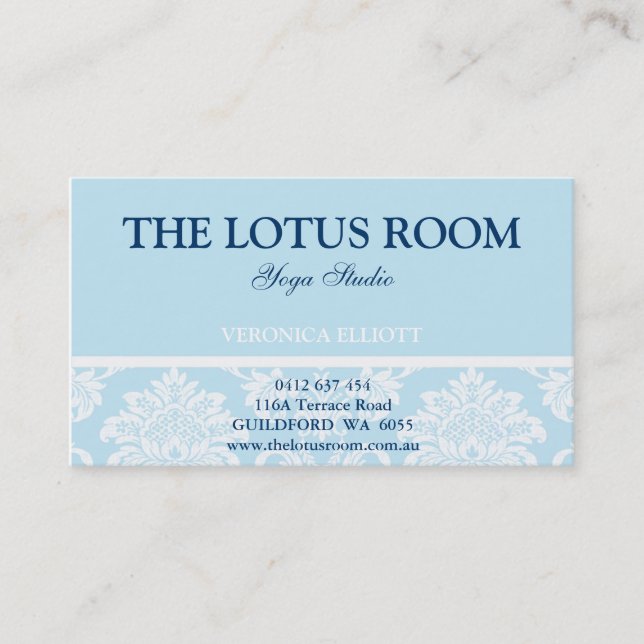 Elegant Damask Business Card (Front)