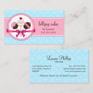 Elegant Damask Cake Pops Baker Business Card