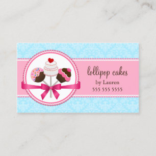 Elegant Damask Cake Pops Baker Business Card