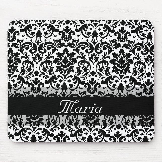 Elegant damask calligraphy design mouse pad (Front)