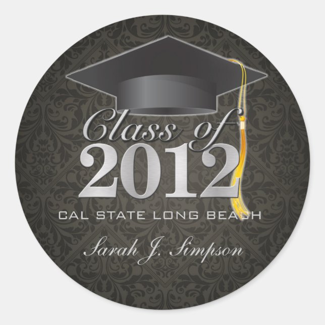Elegant Damask Class of 2012 Stickers (Front)