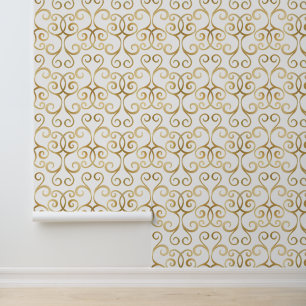 Elegant Damask Classy Chic Luxury White and Gold Wallpaper