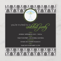 Elegant Damask Cocktail Party Invitation (lime)