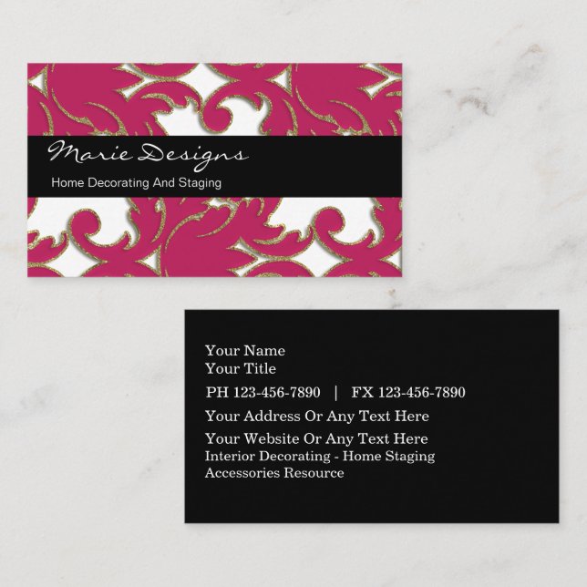 Elegant Damask Decorating Business Cards (Front/Back)