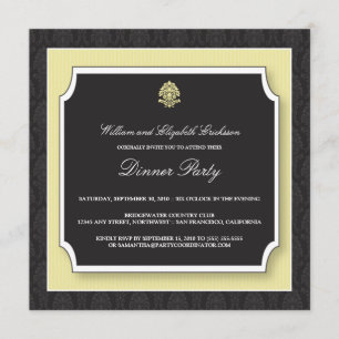 Elegant Damask Dinner Party Invitation (ivory)
