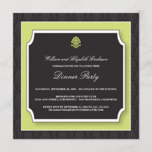 Elegant Damask Dinner Party Invitation (lime)
