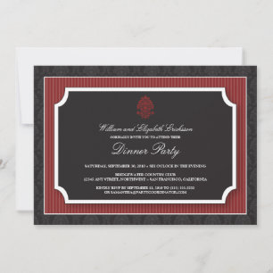 Elegant Damask Dinner Party Invitation (maroon)
