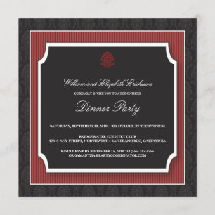Elegant Damask Dinner Party Invitation (maroon)