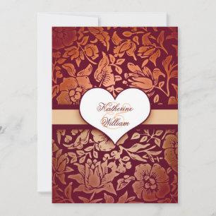 elegant damask engagement party invitations