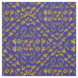 Elegant Damask Fabric Navy Blue