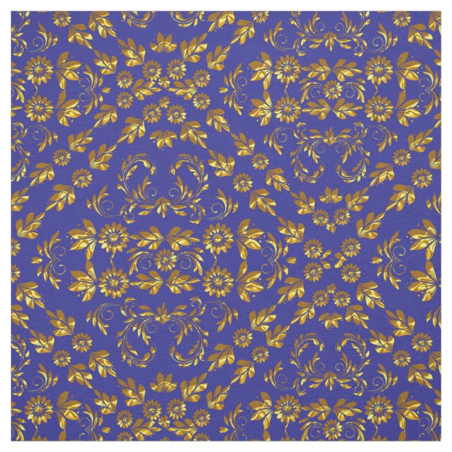 Elegant Damask Fabric Navy Blue (Swatch)