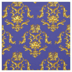 Elegant Damask Fabric Navy Blue