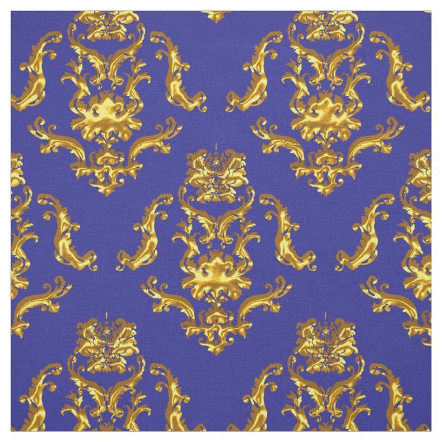Elegant Damask Fabric Navy Blue (Swatch)