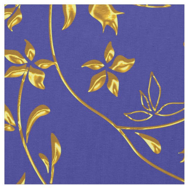 Elegant Damask Fabric Navy Blue (Close Up)