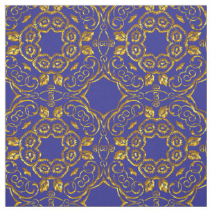 Elegant Damask Fabric Navy Blue