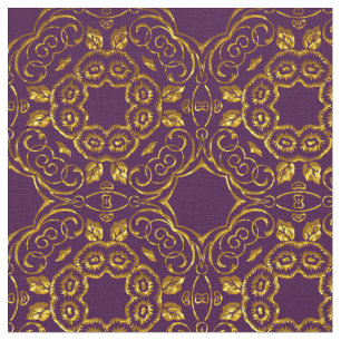 Elegant Damask Fabric Purple