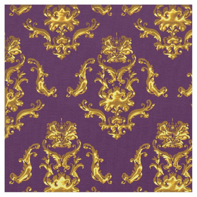 Elegant Damask Fabric Purple (Close Up)
