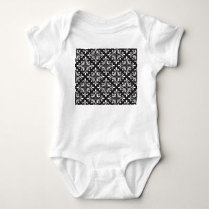 Elegant Damask: Floral Art Deco Baby Bodysuit