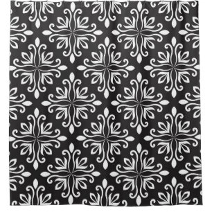 Elegant Damask: Floral Art Deco Shower Curtain