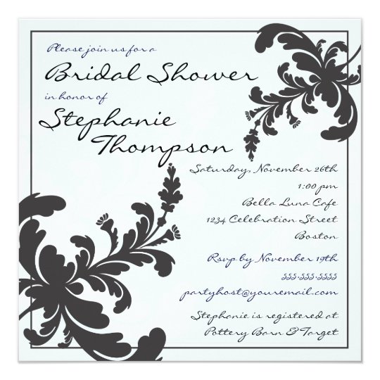 Elegant Damask Floral Bridal Shower Invitation