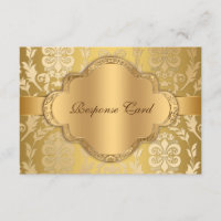 Elegant Damask Floral Swirl Gold Anniversary RSVP