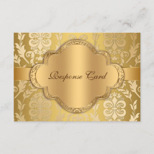 Elegant Damask Floral Swirl Gold Anniversary RSVP Card