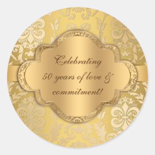Elegant Damask Floral Swirl Gold Sticker
