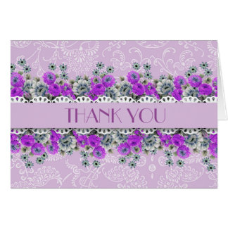 Elegant Damask Garden Lavender Thank you card