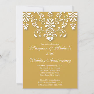 Elegant Damask Gold Wedding Anniversary Invitation