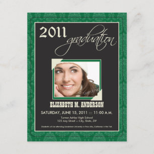 Elegant Damask Graduation Announcement (green)