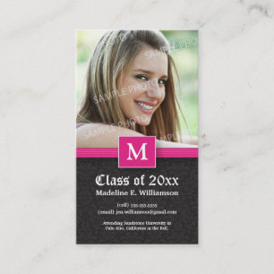Elegant Damask Graduation Status Card (fuchsia)