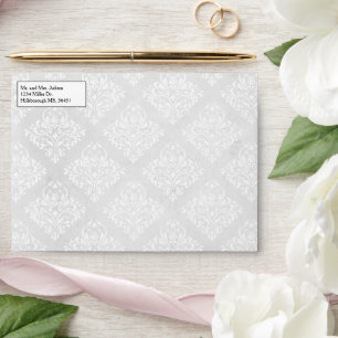 Elegant Damask Inside Print Return Address Wedding Envelope