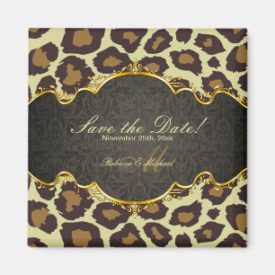 Elegant Damask Leopard Save the Date  Magnets