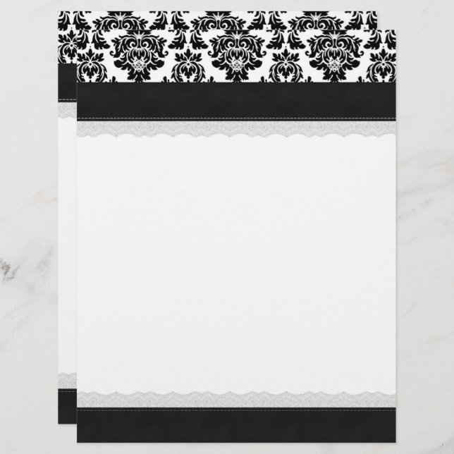 Elegant damask letterhead (Front/Back)