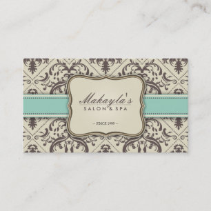 Elegant Damask Modern Brown, Green and Beige Business Card
