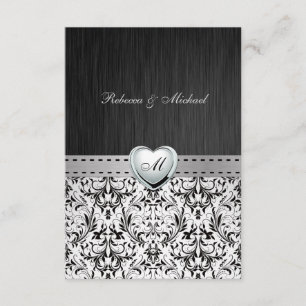 Elegant Damask Monogram Wedding RSVP Card