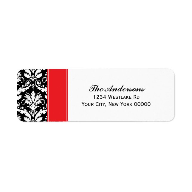 Elegant Damask Pattern Address Labels (Front)
