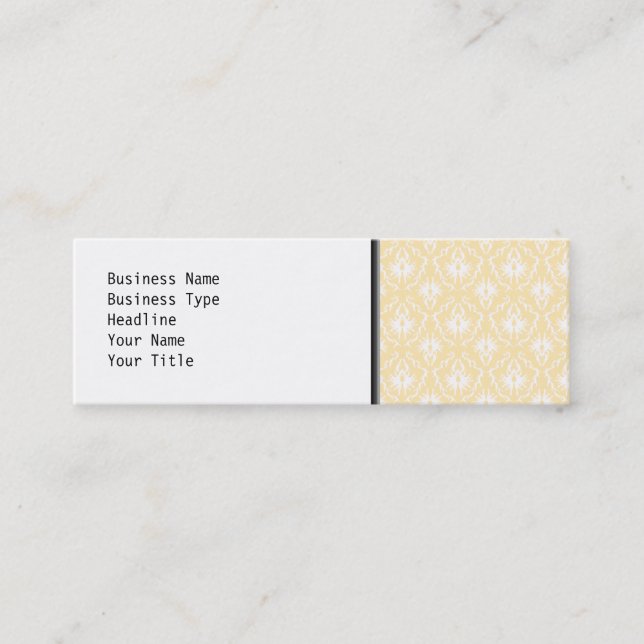 Elegant damask pattern. Light gold colour. Mini Business Card (Front)