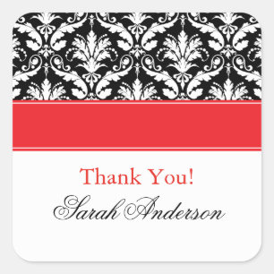 Elegant Damask Pattern Personalised Square Sticker