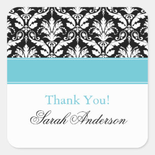 Elegant Damask Pattern Personalised Square Sticker