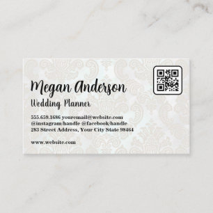 Elegant Damask Pattern   QR Code Appointment Card