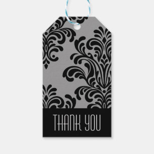 Elegant Damask Pattern Thank You Gift Tags