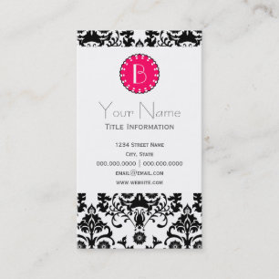 Elegant Damask Pattern with Monogram Business Card