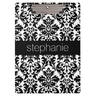 Elegant Damask Patterns with Black and White Clipboard