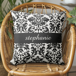 Elegant Damask Patterns with Black and White Cushion